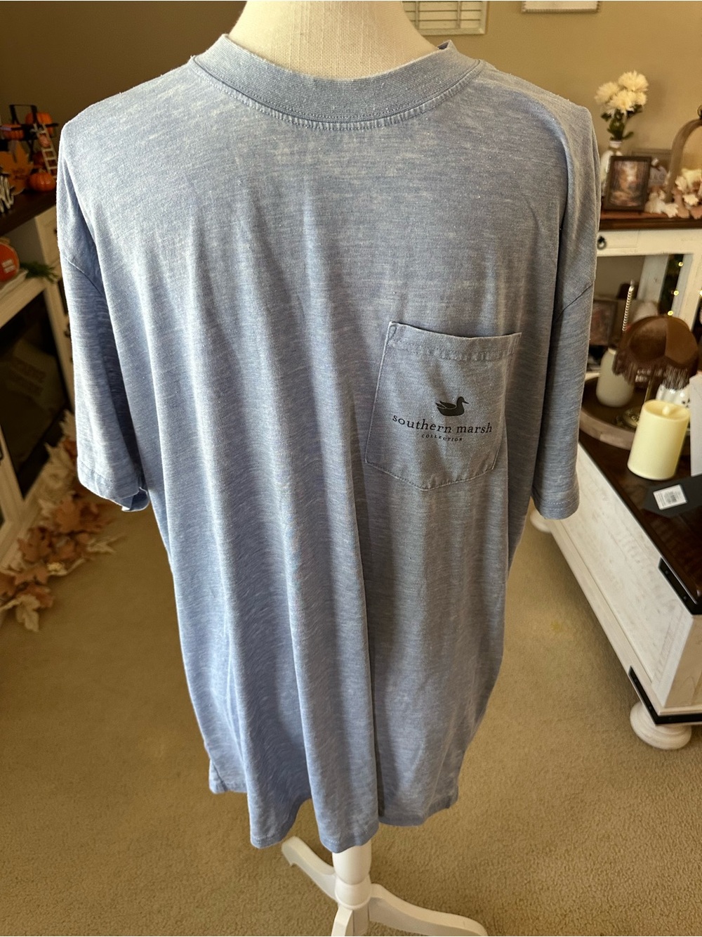 Southern Marsh Men's Pocket Tee in Heather Blue